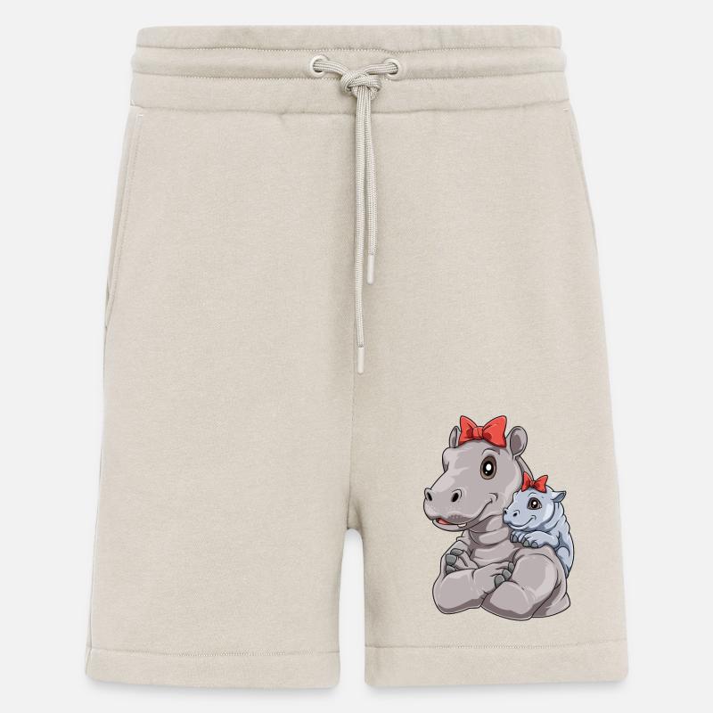 Liebevolles Nilpferd mit Nilpferd Kind - Shorts - made by SPREAD - WARM CLAY