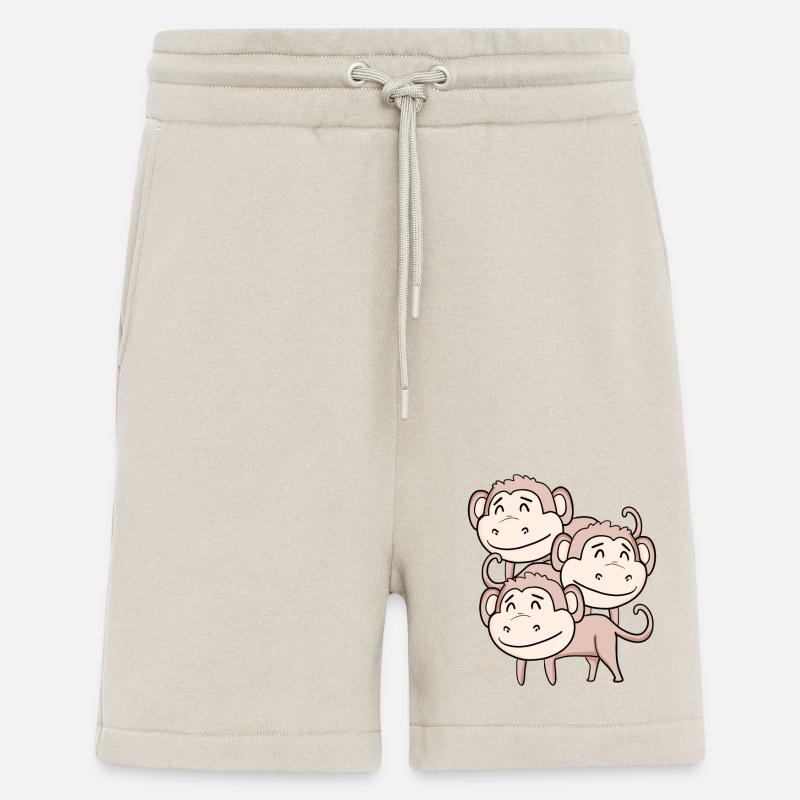 Singes mignons - Singe - Short bio décontracté fabriqué en UE - WARM CLAY