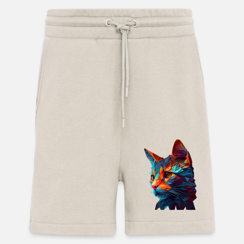Cat Cats Kitten Polygon Cat - Shorts - made by SPREAD - WARM CLAY