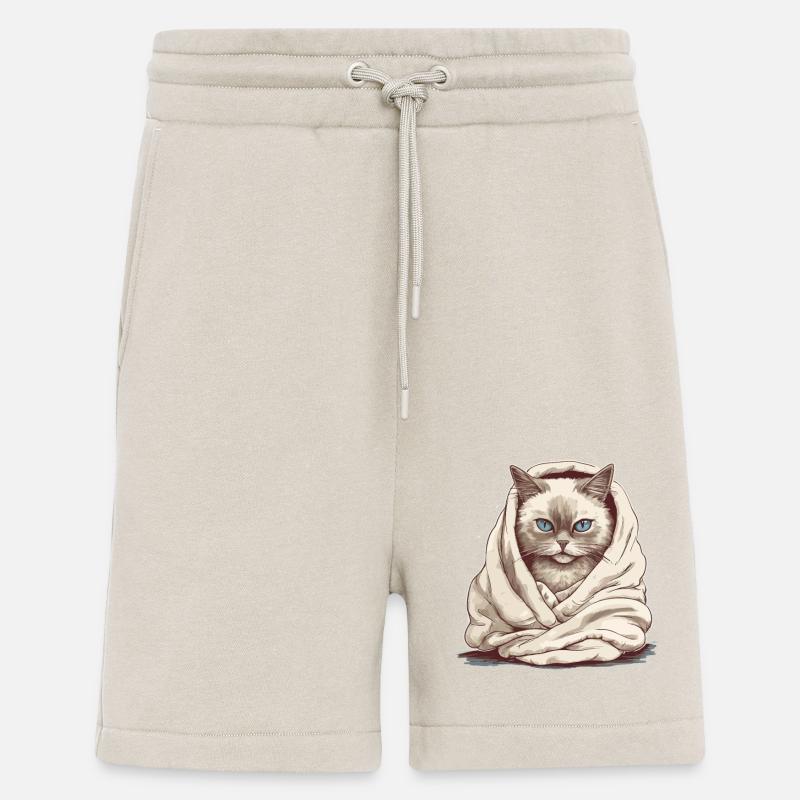 Chat dans une couverture - Short bio décontracté fabriqué en UE - WARM CLAY