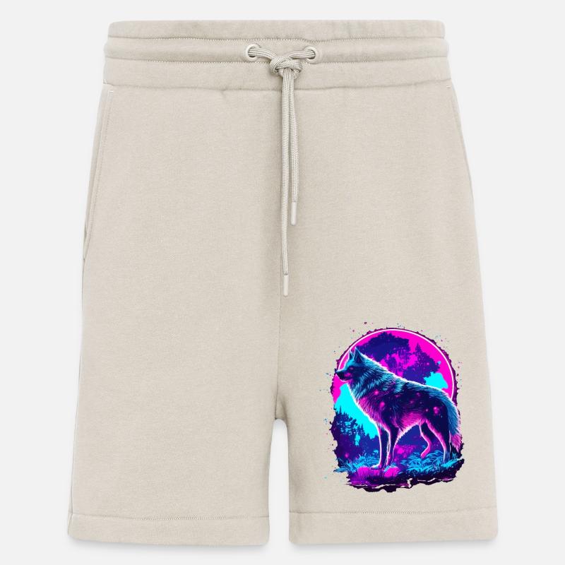 Wolfs Kunst Psychedelic Neon Synthwave - Shorts - made by SPREAD - WARM CLAY