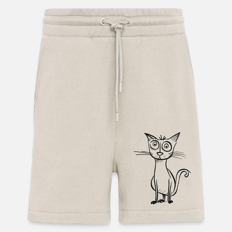 Étrange chat de dessin animé - Short bio décontracté fabriqué en UE - WARM CLAY