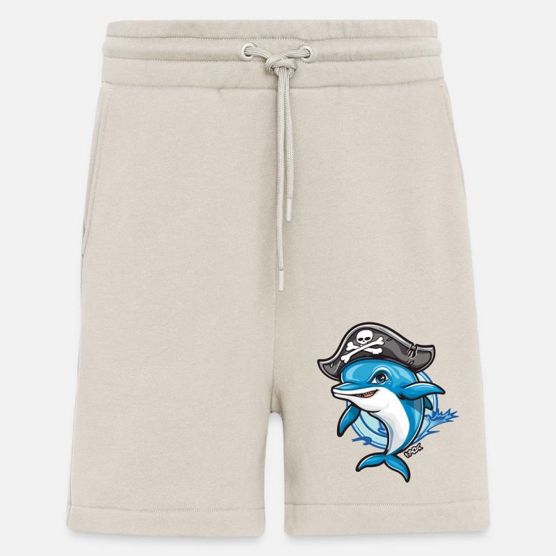 Pirate dauphin de dessin animé - Short bio décontracté fabriqué en UE - WARM CLAY