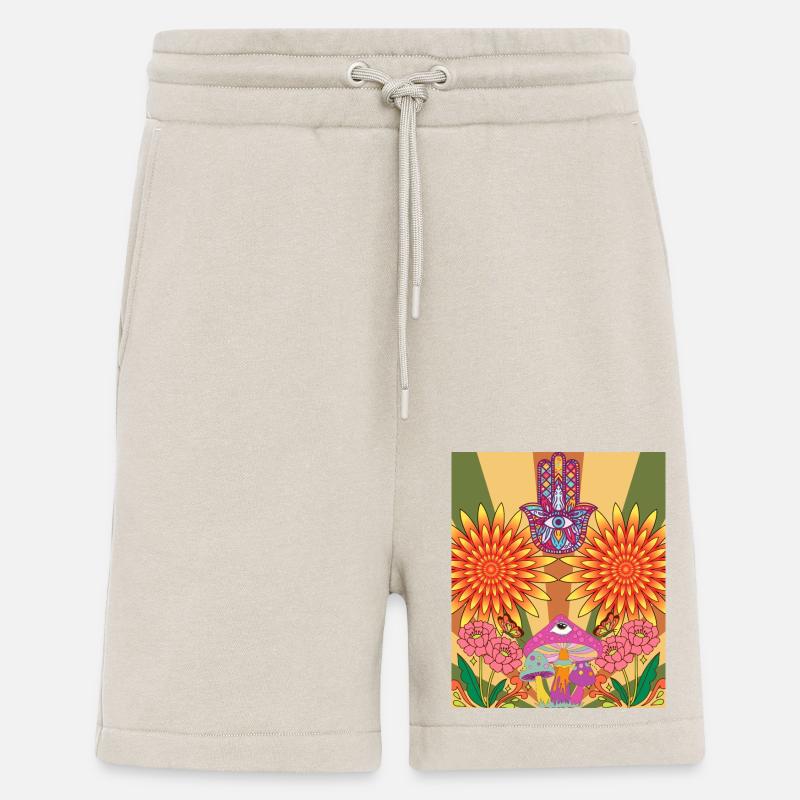 Conception de fleurs psychédéliques - Short bio décontracté fabriqué en UE - WARM CLAY