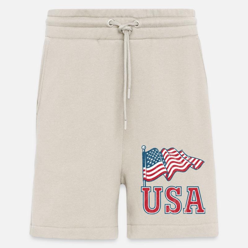États-Unis avec drapeau - Short bio décontracté fabriqué en UE - WARM CLAY