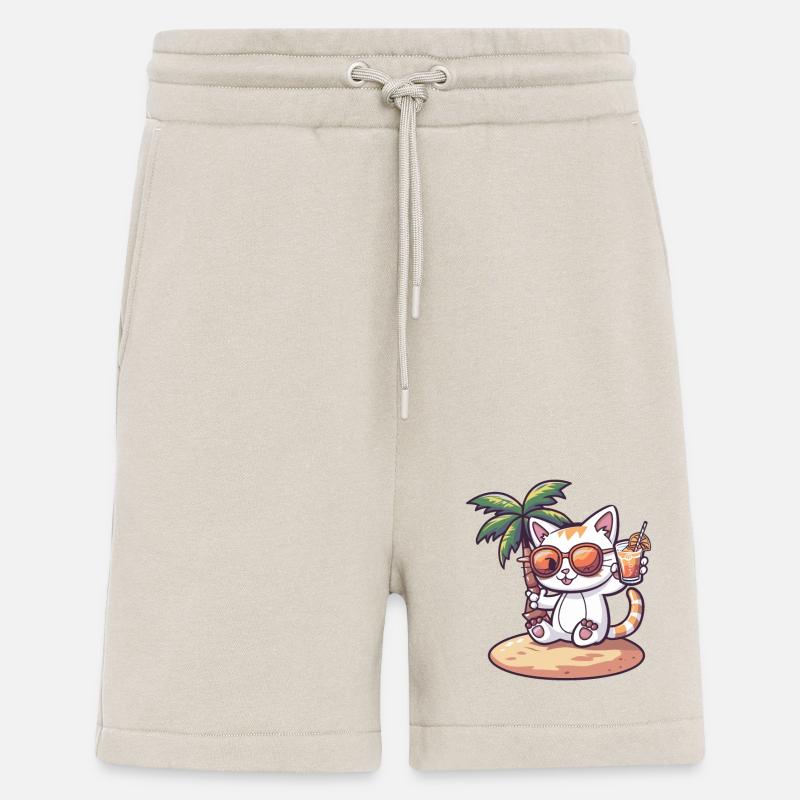 Cat Summer Beach Comic - Shorts - made by SPREAD - WARM CLAY