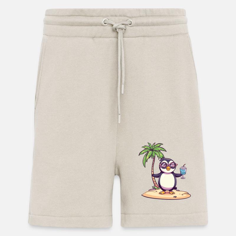 Penguin Summer Beach Comic - Shorts - made by SPREAD - WARM CLAY