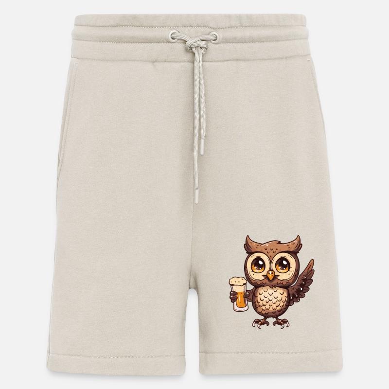 Owl Beer Comic Party - Short bio décontracté fabriqué en UE - WARM CLAY