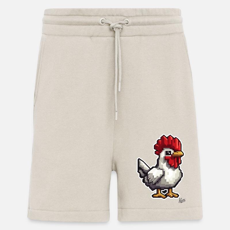 Poulet et coq fermiers - Short bio décontracté fabriqué en UE - WARM CLAY