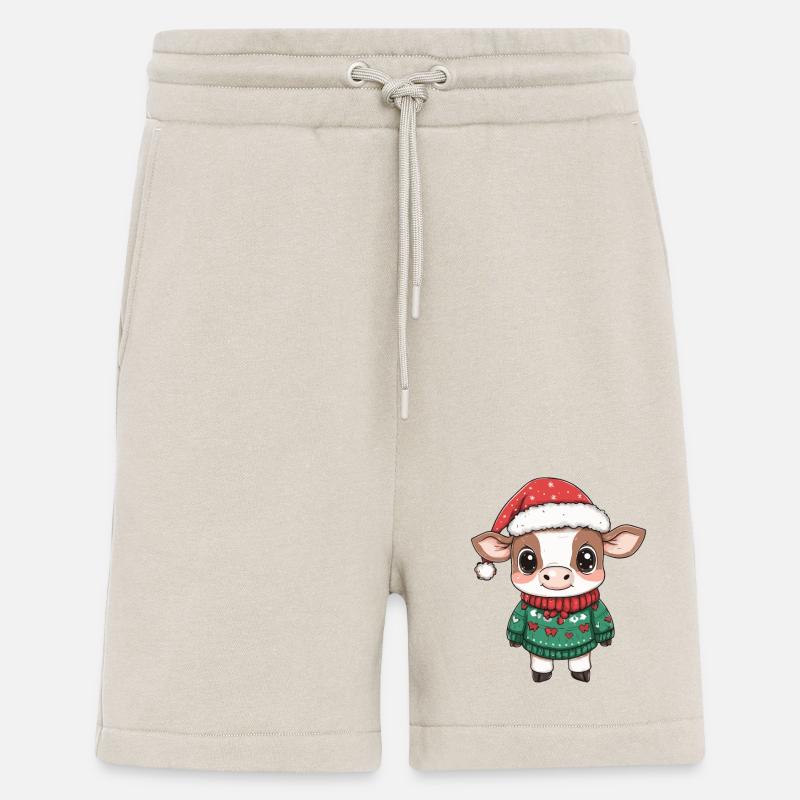 Vache Noël Bande Dessinée - Short bio décontracté fabriqué en UE - WARM CLAY