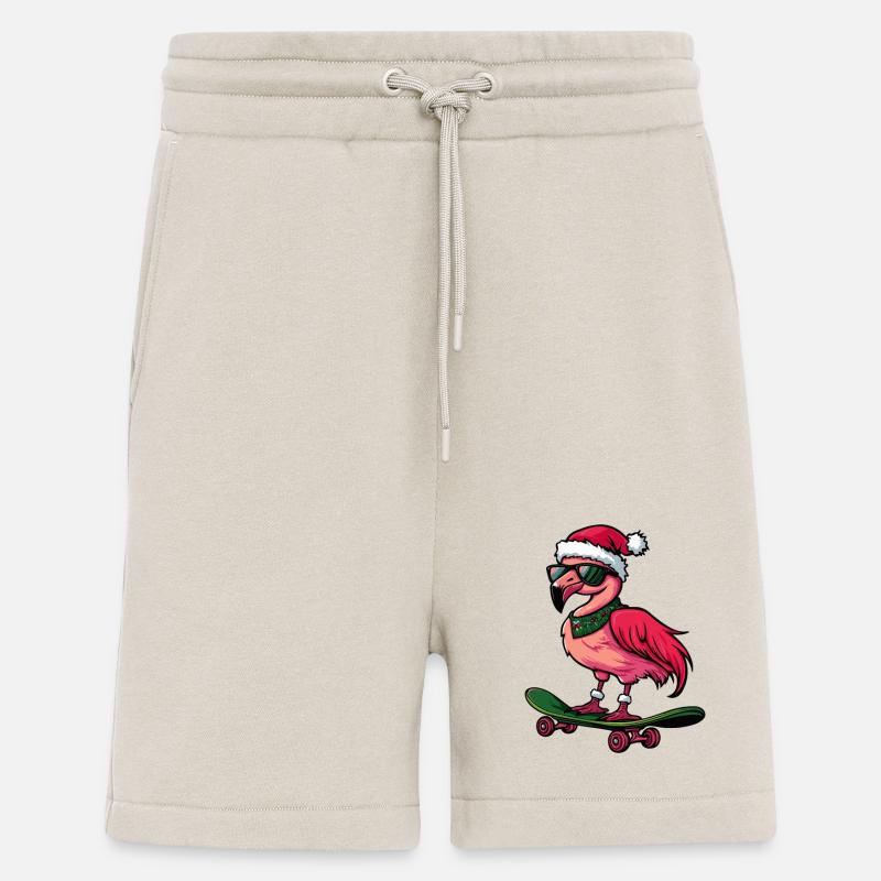 Flamingo Noël drôle - Short bio décontracté fabriqué en UE - WARM CLAY