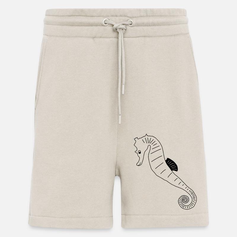 Seepferdchen - Grafik in schwarz-weiss - Shorts - made by SPREAD - WARM CLAY