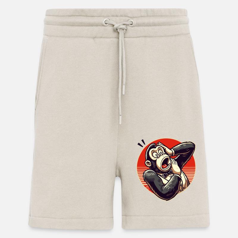 Surprised Retro Gentleman Gorilla - Shorts - made by SPREAD - WARM CLAY