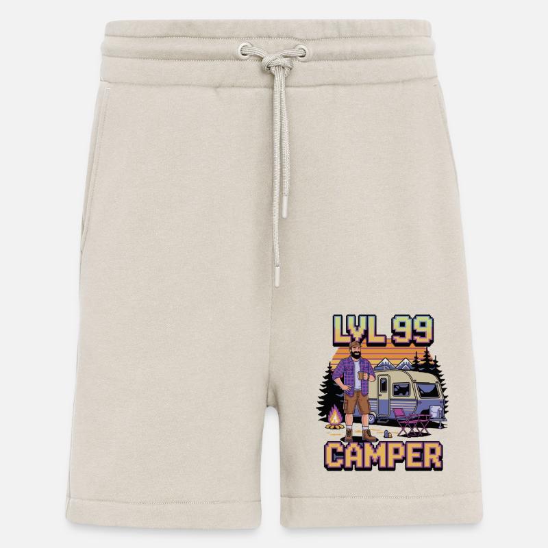 Lvl 99 Camper – Retro-Pixel‑Campingdesign - Shorts - made by SPREAD - WARM CLAY
