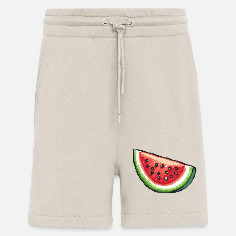 Icône pixel pastèque - Short bio décontracté fabriqué en UE - WARM CLAY
