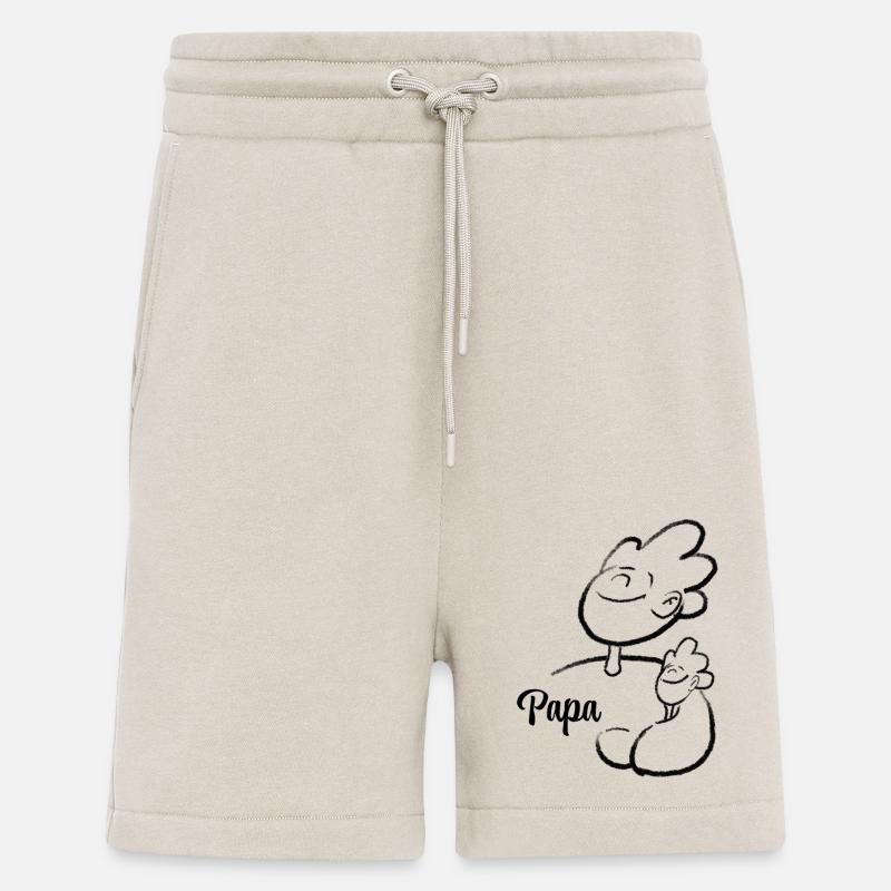 Illustrazione Padre e Figlio - Pantaloncini ecologici casual Made in UE - WARM CLAY