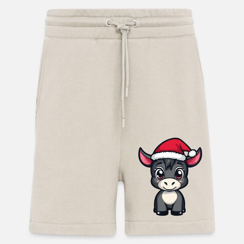 Âne Noël Mignon - Short bio décontracté fabriqué en UE - WARM CLAY