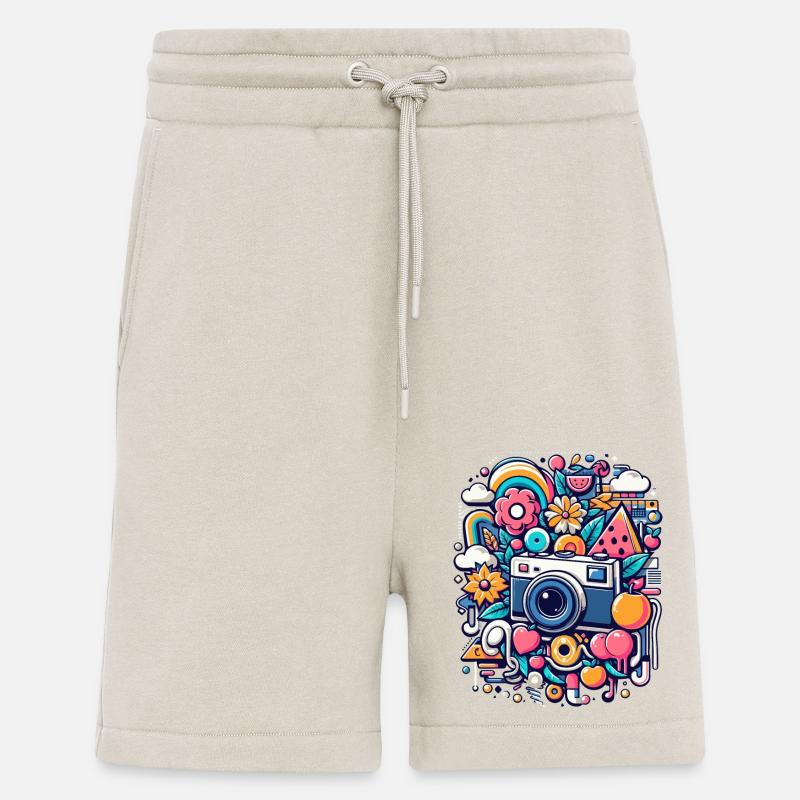 Bunte Collage mit Kamera - Shorts - made by SPREAD - WARM CLAY