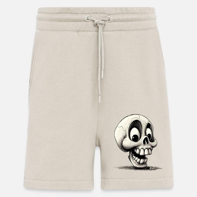 Crâne super drôle, bizarre, heureux - Short bio décontracté fabriqué en UE - WARM CLAY