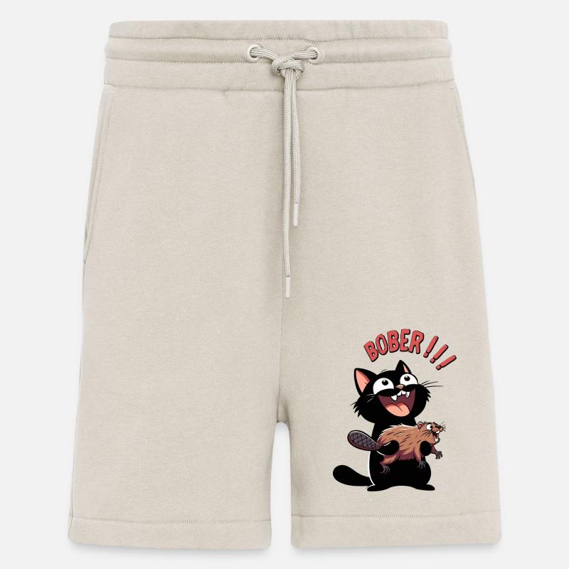 Hyper-Katze ruft „Bober!!!“ – Tierischer Ausraster - Shorts - made by SPREAD - WARM CLAY