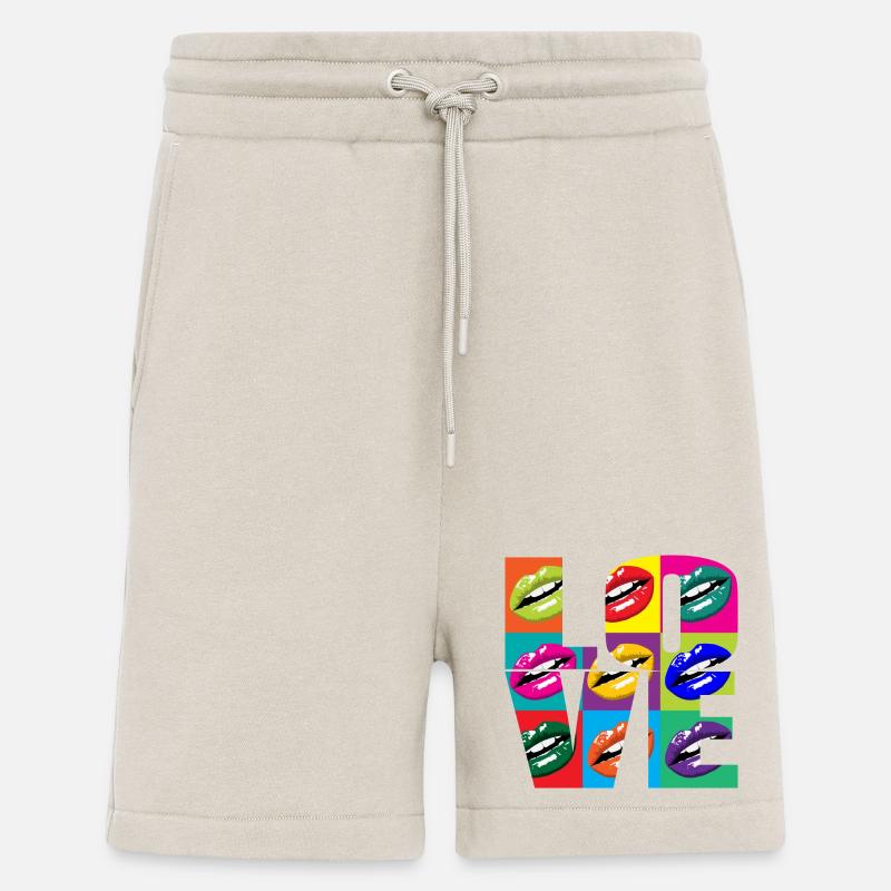 Multicolored Pop Art Lips - Shorts - made by SPREAD - WARM CLAY