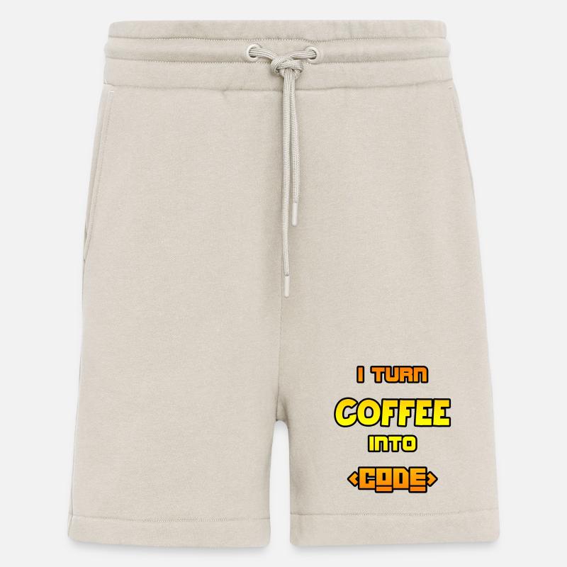 I turn coffee into code - Shorts - made by SPREAD - WARM CLAY