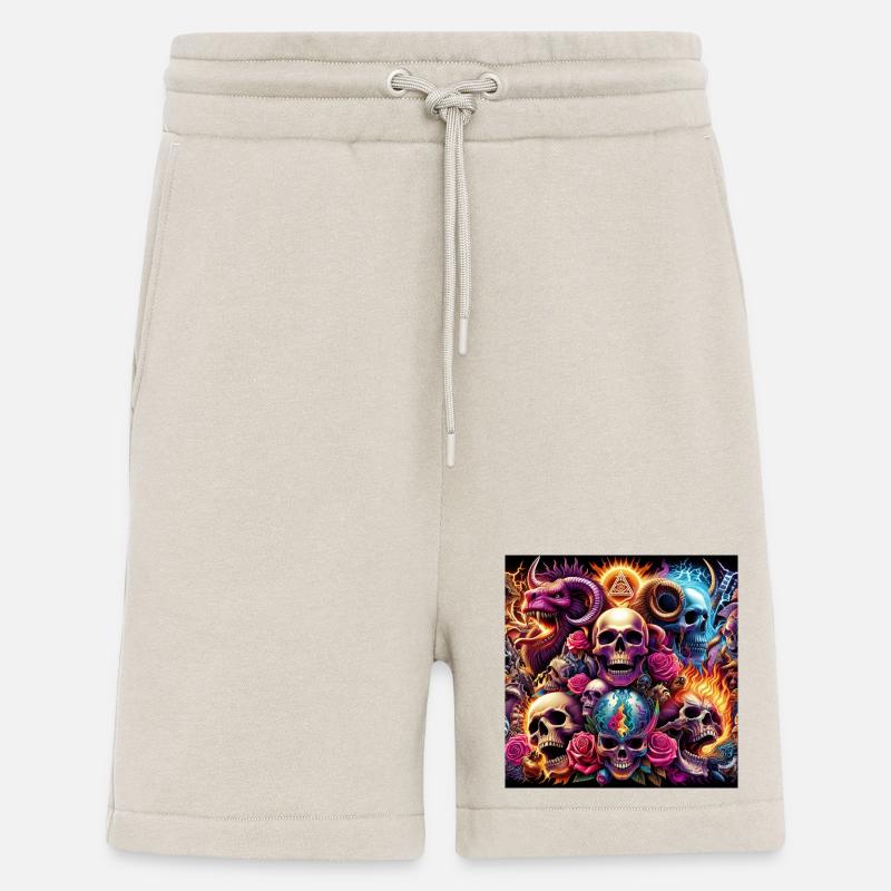Totenköpfe, Farben und Blumen - Shorts - made by SPREAD - WARM CLAY