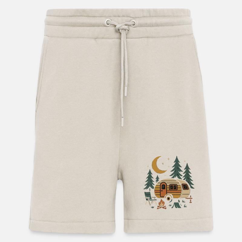 Conception de scène de camping nocturne - Short bio décontracté fabriqué en UE - WARM CLAY