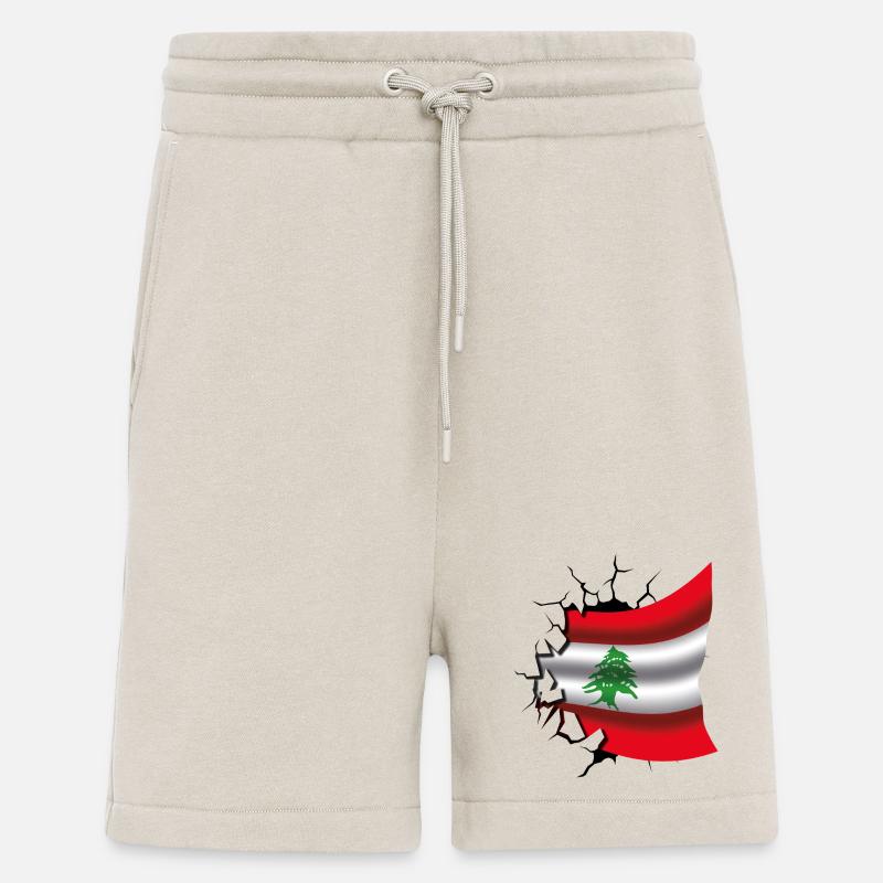Drapeau du Liban - Drapeau Broken Design - Short bio décontracté fabriqué en UE - WARM CLAY