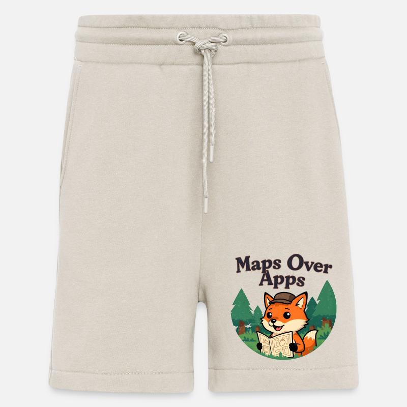 Maps over Apps Fox with map - Shorts - made by SPREAD - WARM CLAY