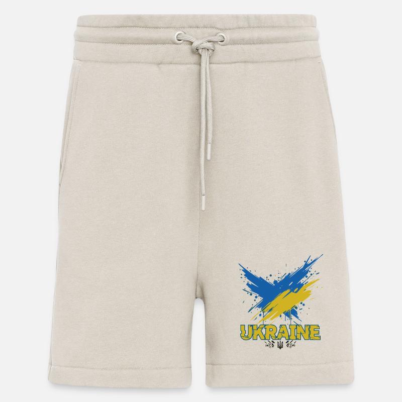 Drapeau de l’Ukraine Splash Art - Short bio décontracté fabriqué en UE - WARM CLAY