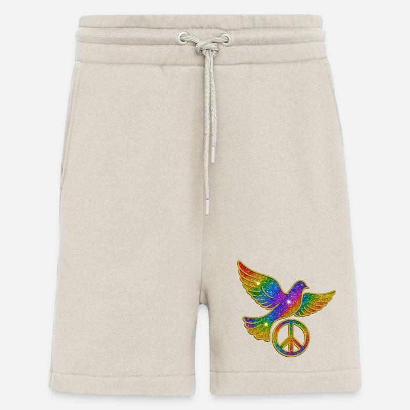 Simbolo della pace della colomba arcobaleno - Pantaloncini ecologici casual Made in UE - WARM CLAY