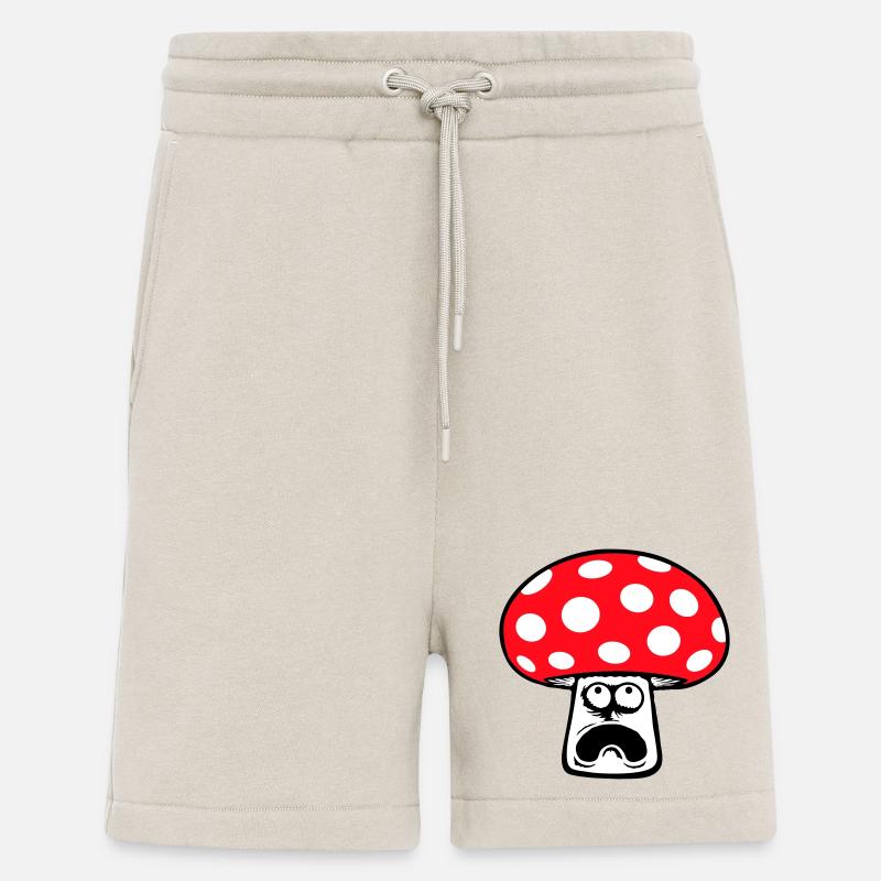 Champignon effrayé, paniqué, levant les yeux, - Short bio décontracté fabriqué en UE - WARM CLAY