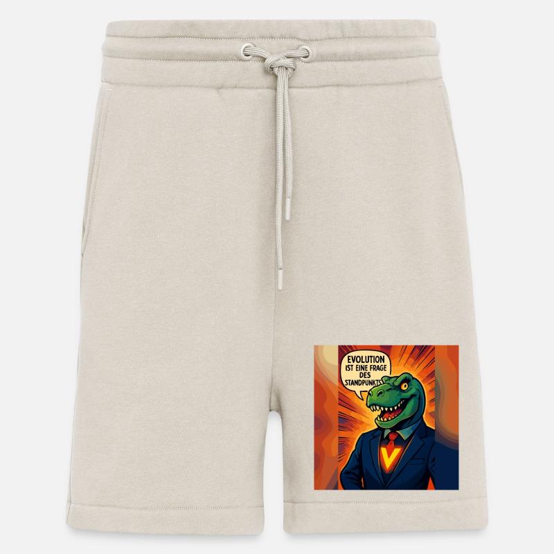 Dino in a suit – evolution is a matter of opinion - Shorts - made by SPREAD - WARM CLAY