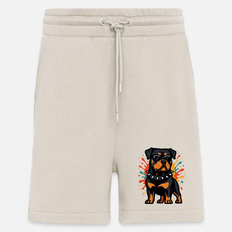 Rottweiler Hund mit Farbexplosion - Shorts - made by SPREAD - WARM CLAY