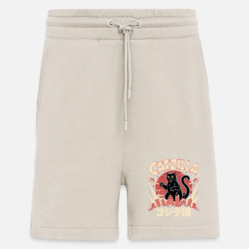 Catzilla - Logo de chat mignon - Short bio décontracté fabriqué en UE - WARM CLAY