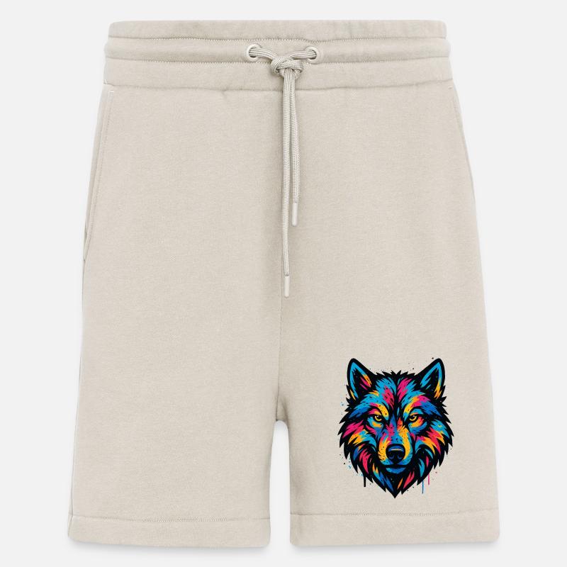 Neonwolf Kopf Kunst - Shorts - made by SPREAD - WARM CLAY