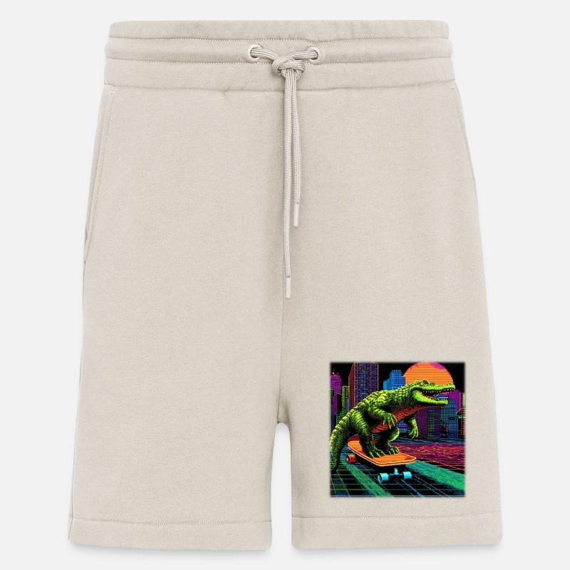Pixel Art Krokodil – Retro Skater Synthwave - Shorts - made by SPREAD - WARM CLAY