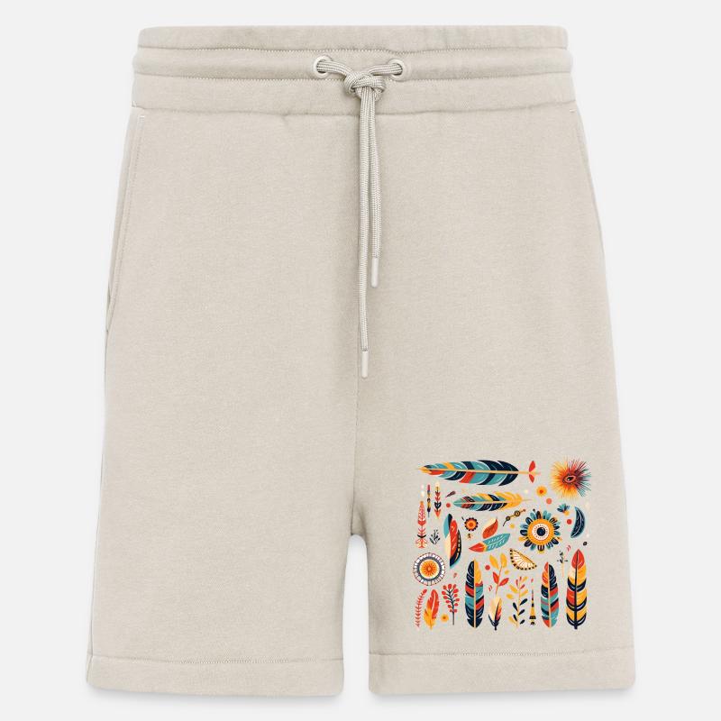 Boho Feather and Flowers Pattern - Shorts - made by SPREAD - WARM CLAY