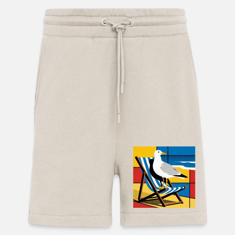 Seemöwe auf Strandstuhl Popkunst - Shorts - made by SPREAD - WARM CLAY