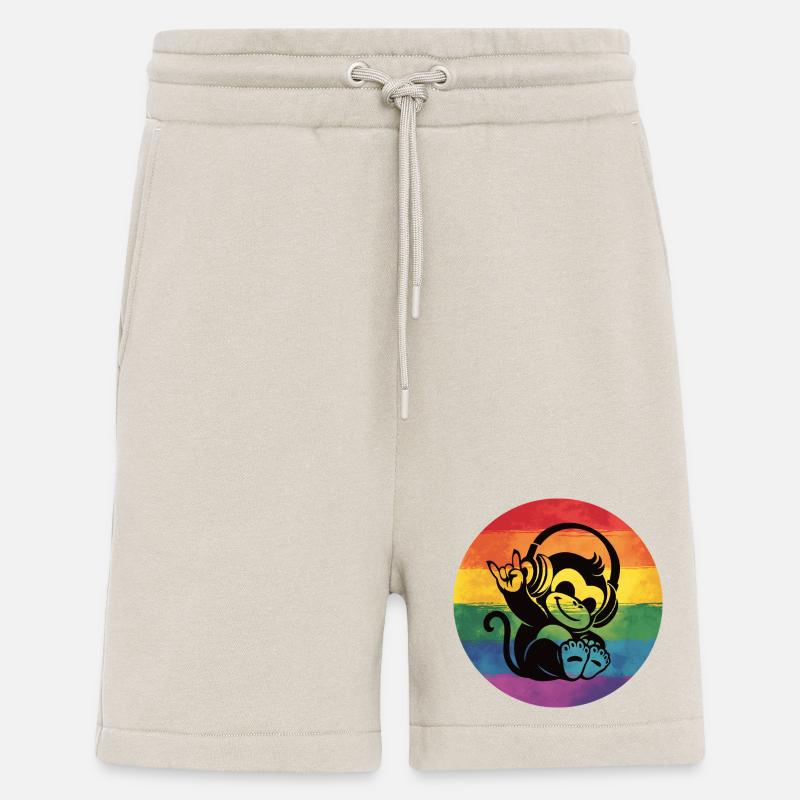 Regenbogen Affe – Kopfhörer Rockhandzeichen - Shorts - made by SPREAD - WARM CLAY