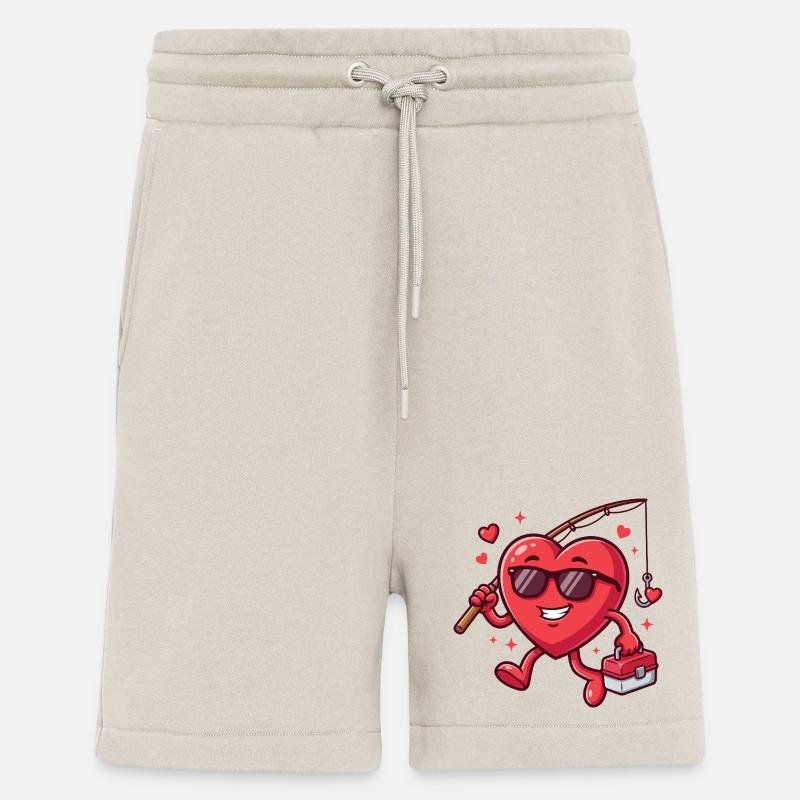 Pêche drôle la Saint-Valentin pour hommes - Short bio décontracté fabriqué en UE - WARM CLAY