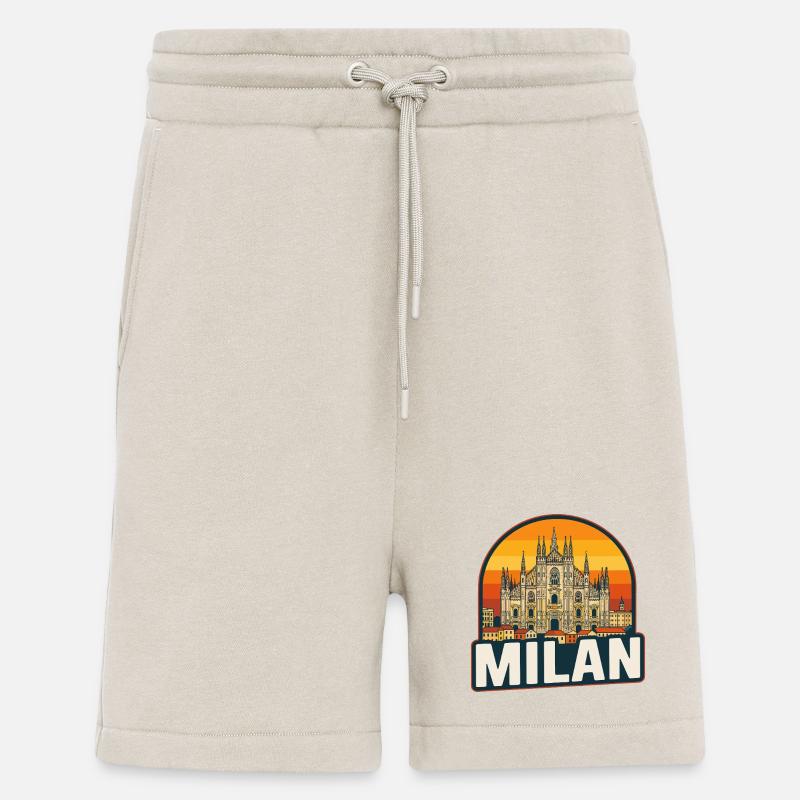 Milan Skyline Retro Sunset Duomo Design - Short bio décontracté fabriqué en UE - WARM CLAY