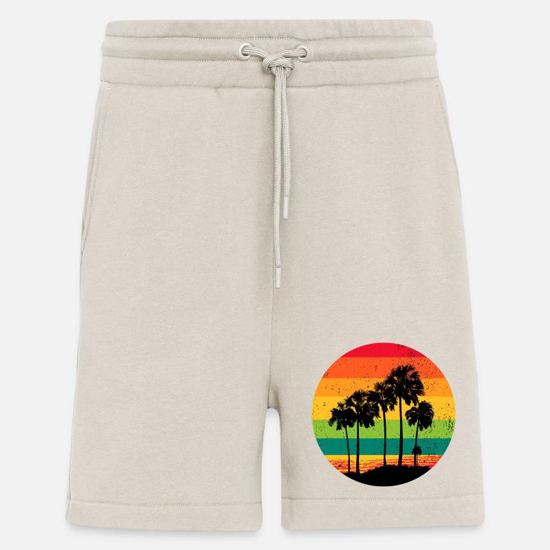 Palm Trees Beach Sunset Rétro - Short bio décontracté fabriqué en UE - WARM CLAY