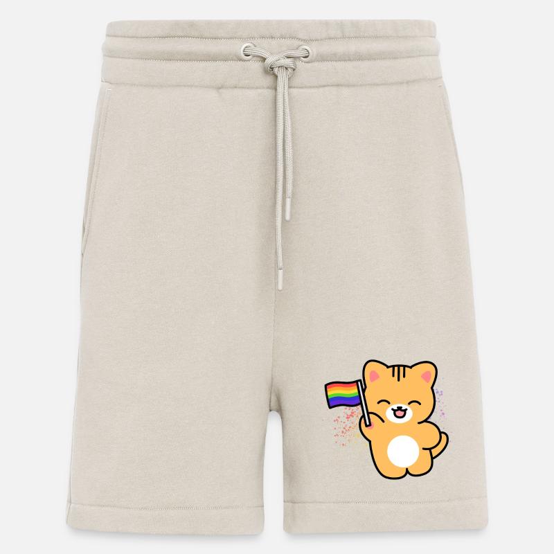 Kitten with Pride banner - Shorts - made by SPREAD - WARM CLAY