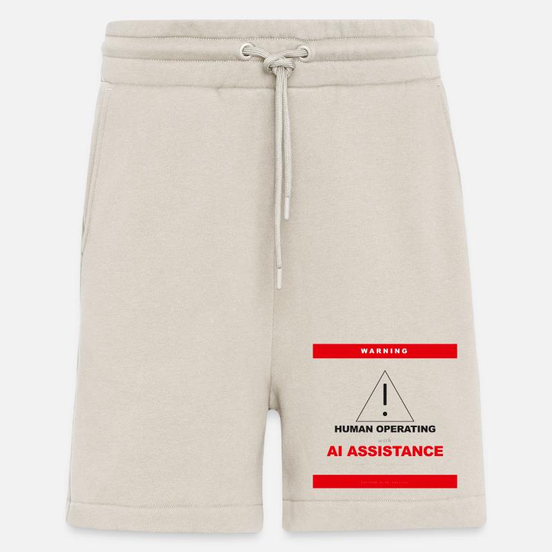 WARNING: HUMAN OPERATING WITH AI ASSISTANCE - Shorts - made by SPREAD - WARM CLAY