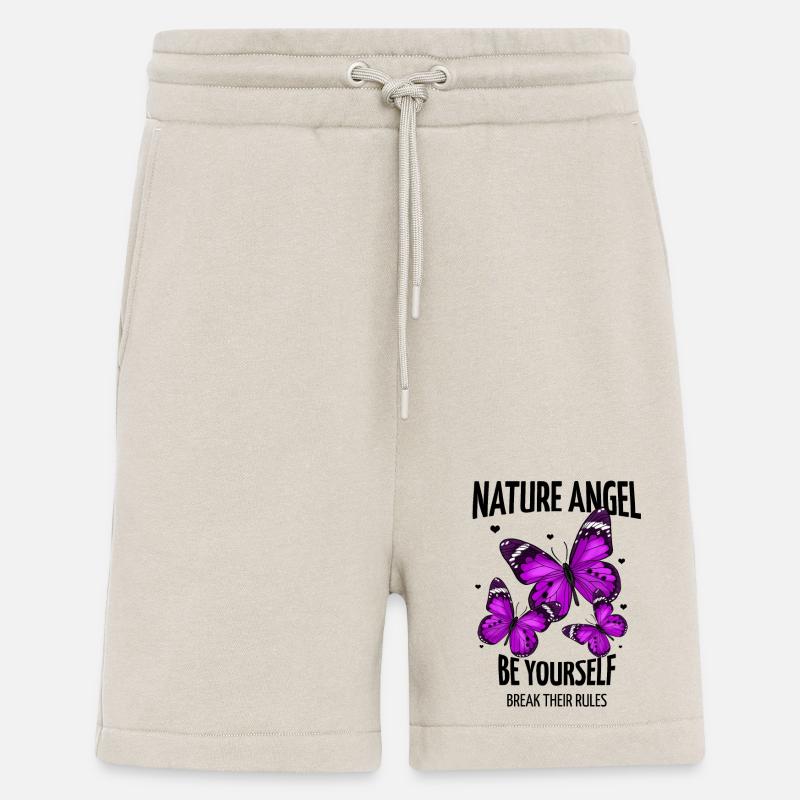 Papillon - Papillon violet avec lettrage - Short bio décontracté fabriqué en UE - WARM CLAY
