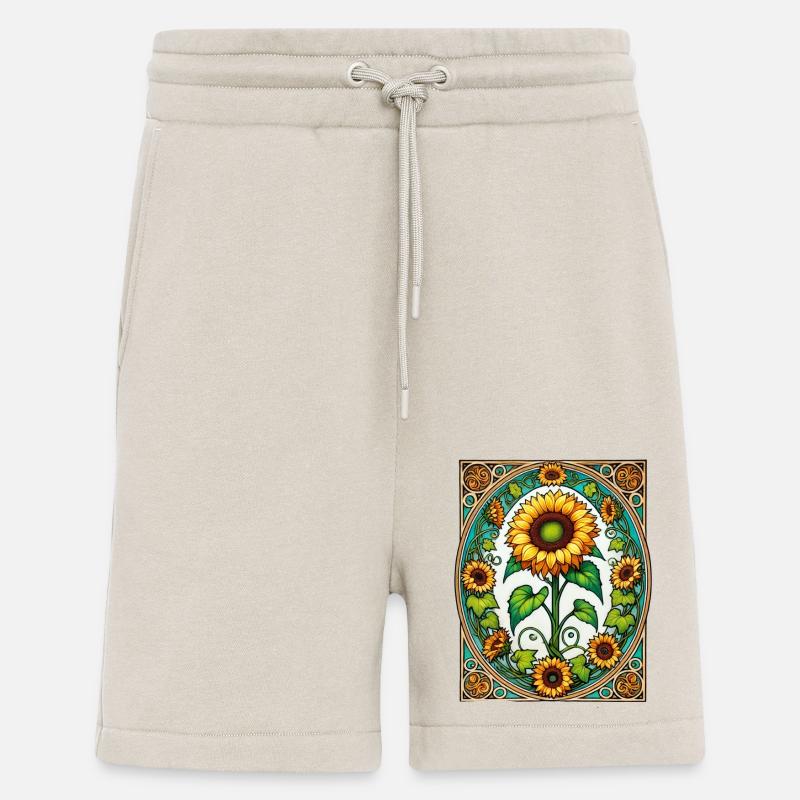 Tournesols rétro - Short bio décontracté fabriqué en UE - WARM CLAY