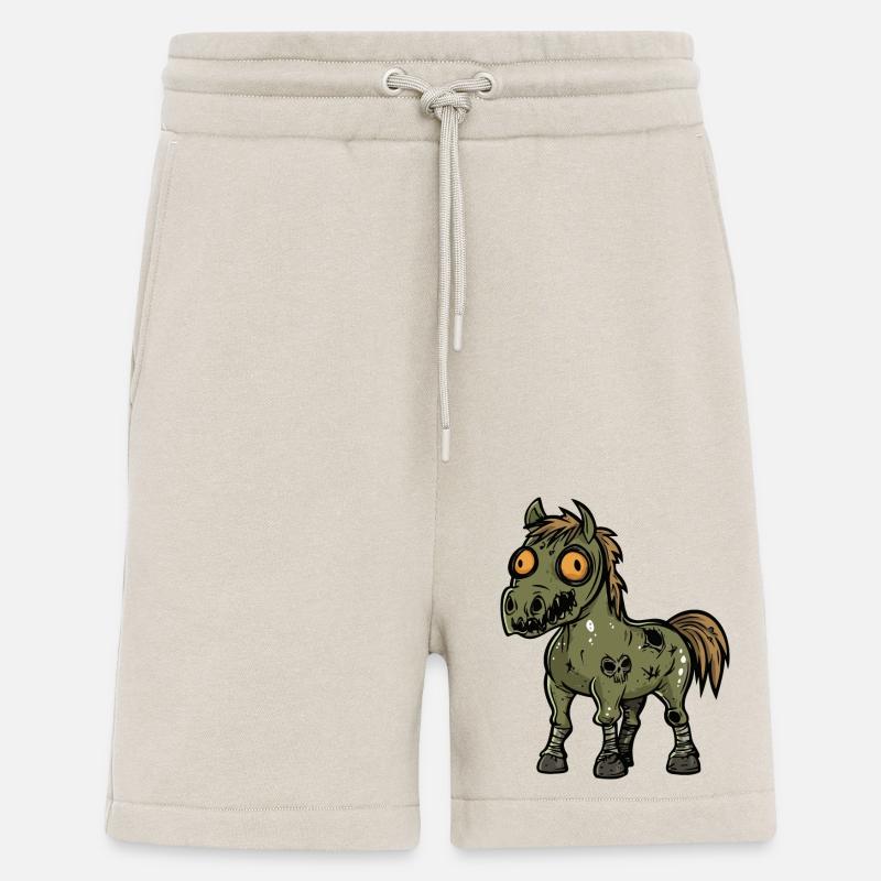 Cheval Halloween Bande dessinée Drôle - Short bio décontracté fabriqué en UE - WARM CLAY