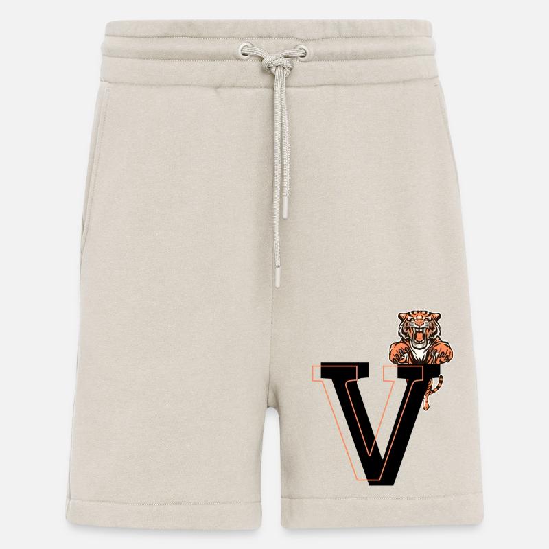 Buchstabe v Tiger - Geschenkidee - Shorts - made by SPREAD - WARM CLAY